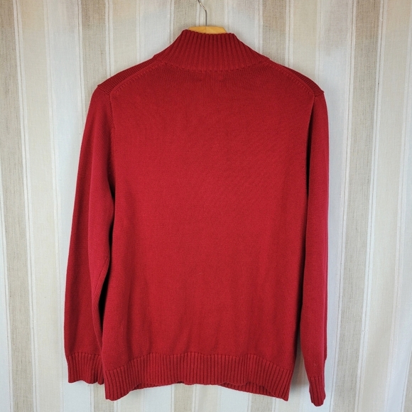 Vintage L.L.‎ Bean 100% Cotton Full Zip Knitted Sweater Red Size Large - Picture 9 of 9